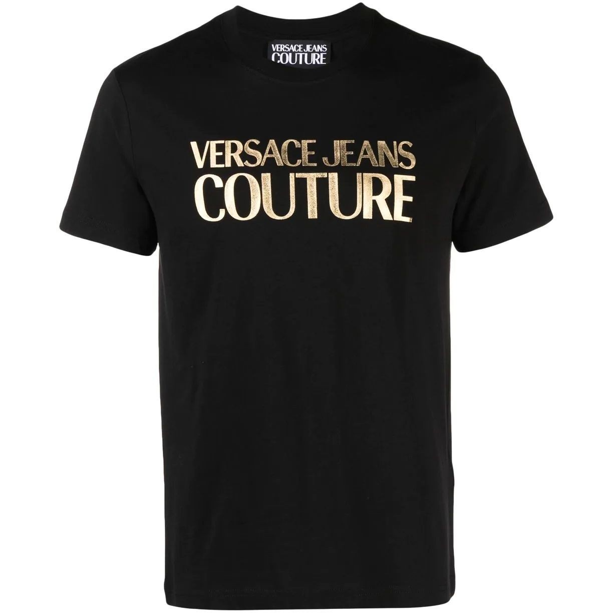 VERSACE JEANS CUTURE Marškinėliai trump. rankovėmis vyrams, Juoda, Logo thick foil t-shirt 1