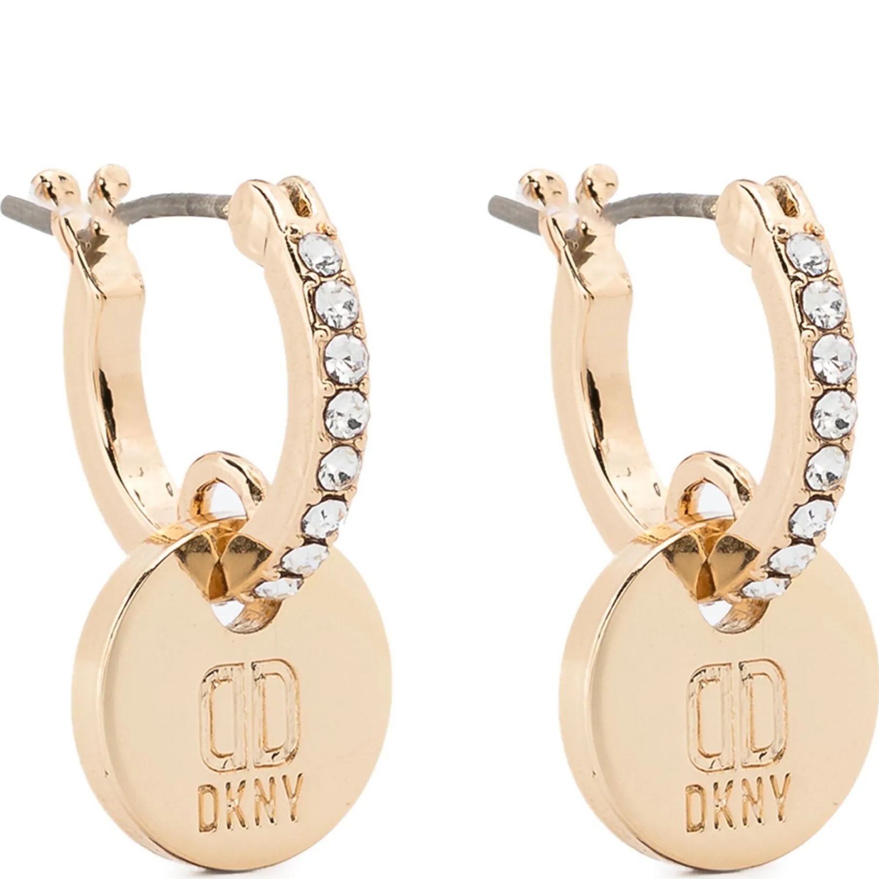 DKNY Auskarai moterims, Auksinė, Pe 12mm logo drop hoop 1