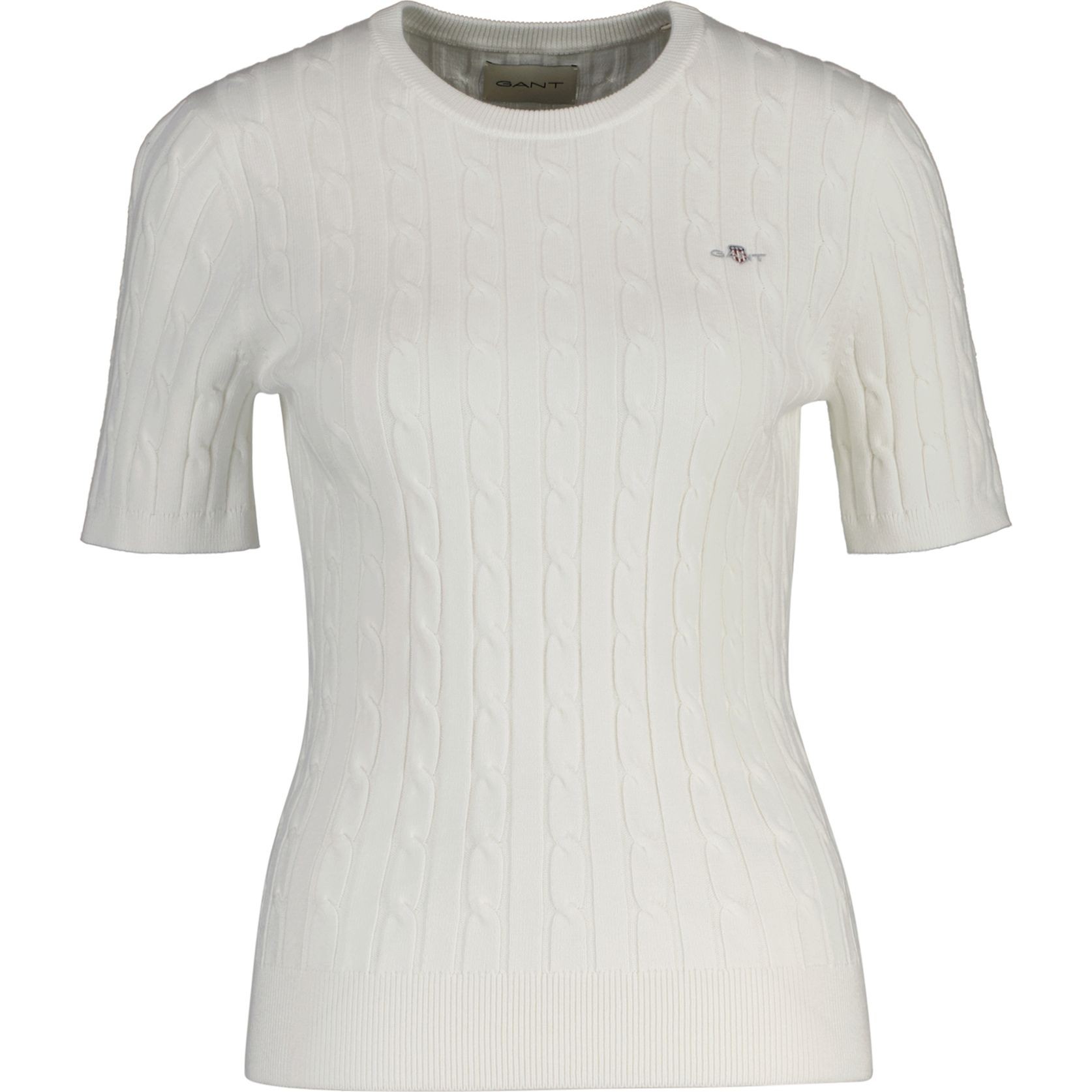 GANT Palaidinės moterims, Balta, Stretch cotton cable C-neck