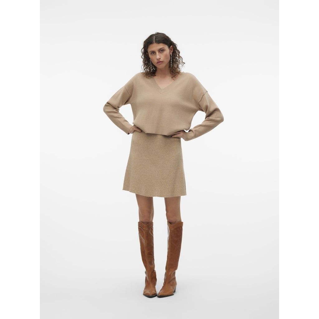 VERO MODA Mini sijonas moterims, Smėlio, Gold skater skirt 5