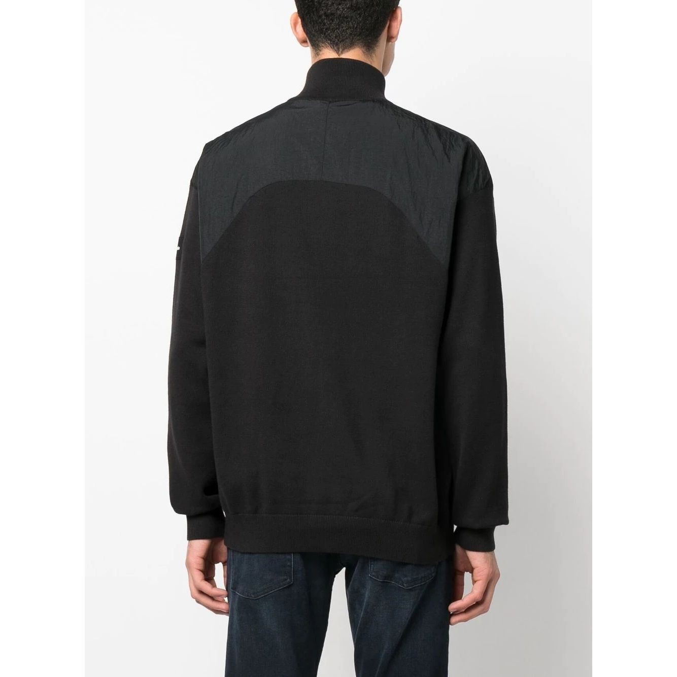 CALVIN KLEIN Megztinis vyrams, Juoda, Mix media quarter zip sweater 4