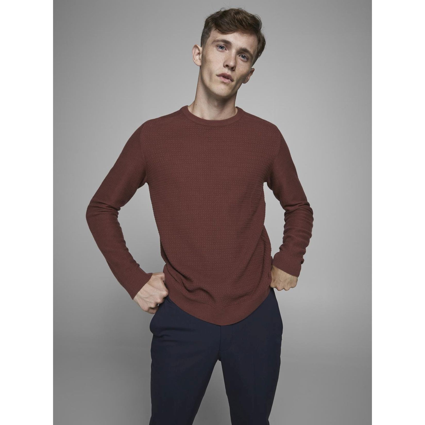 JACK & JONES Kampsun vyrams, Pruun, JPRBLAADAM KNIT CREW 2