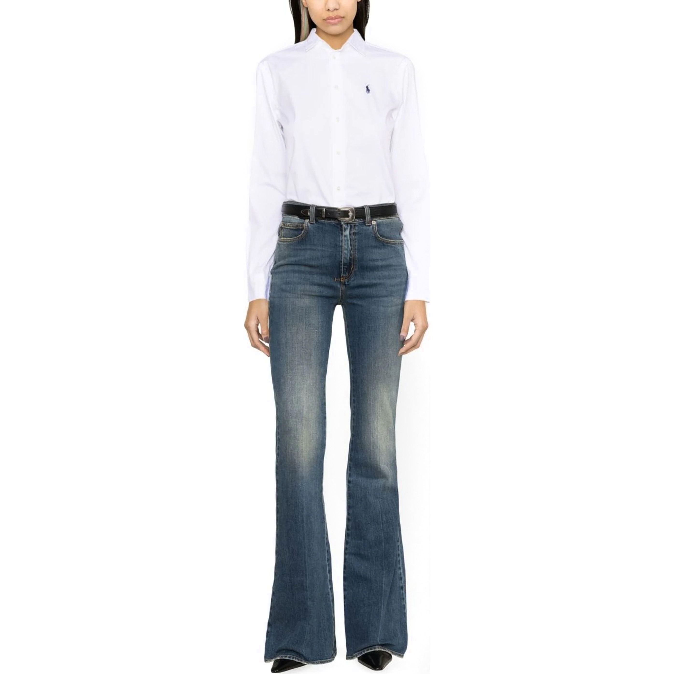 POLO RALPH LAUREN Marškiniai ilgomis rankovėmis moterims, Balta, Long sleeve button front shirt 2