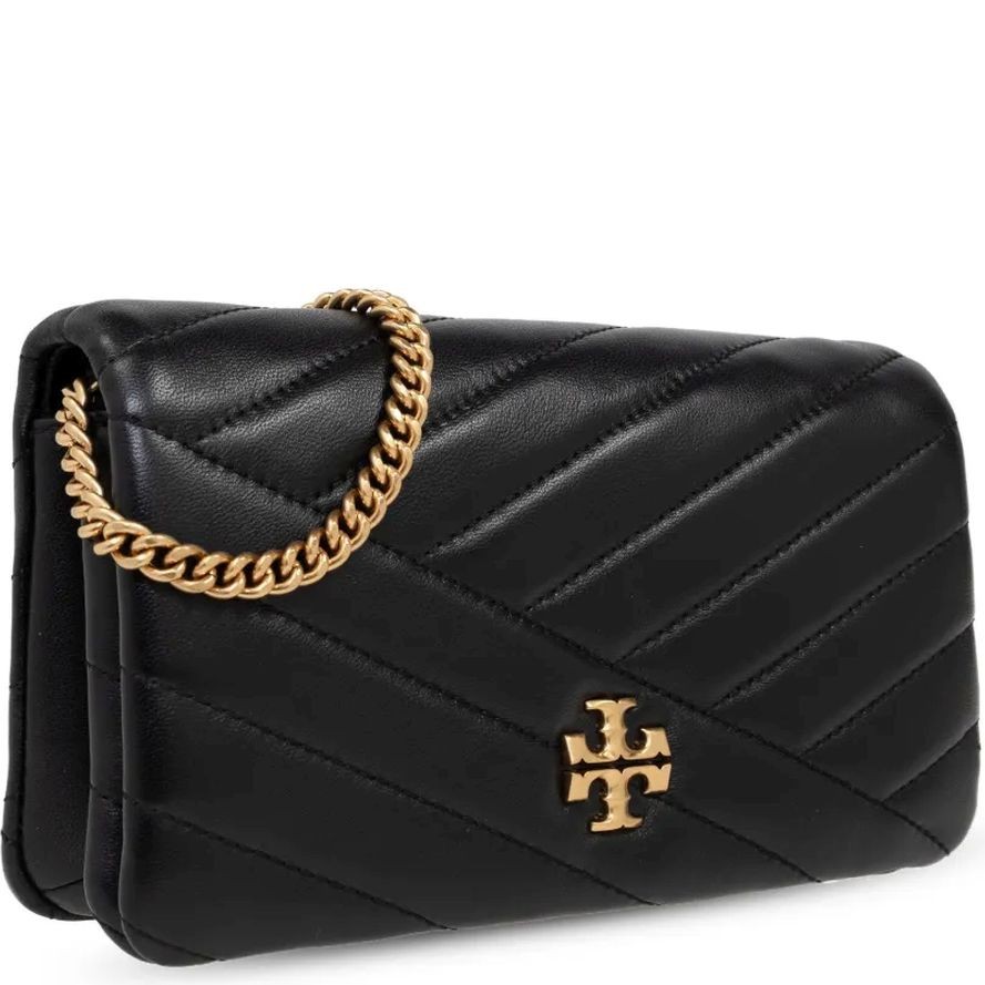 TORY BURCH Rankinė per petį moterims, Juoda, Kira chevron chain wallet 3