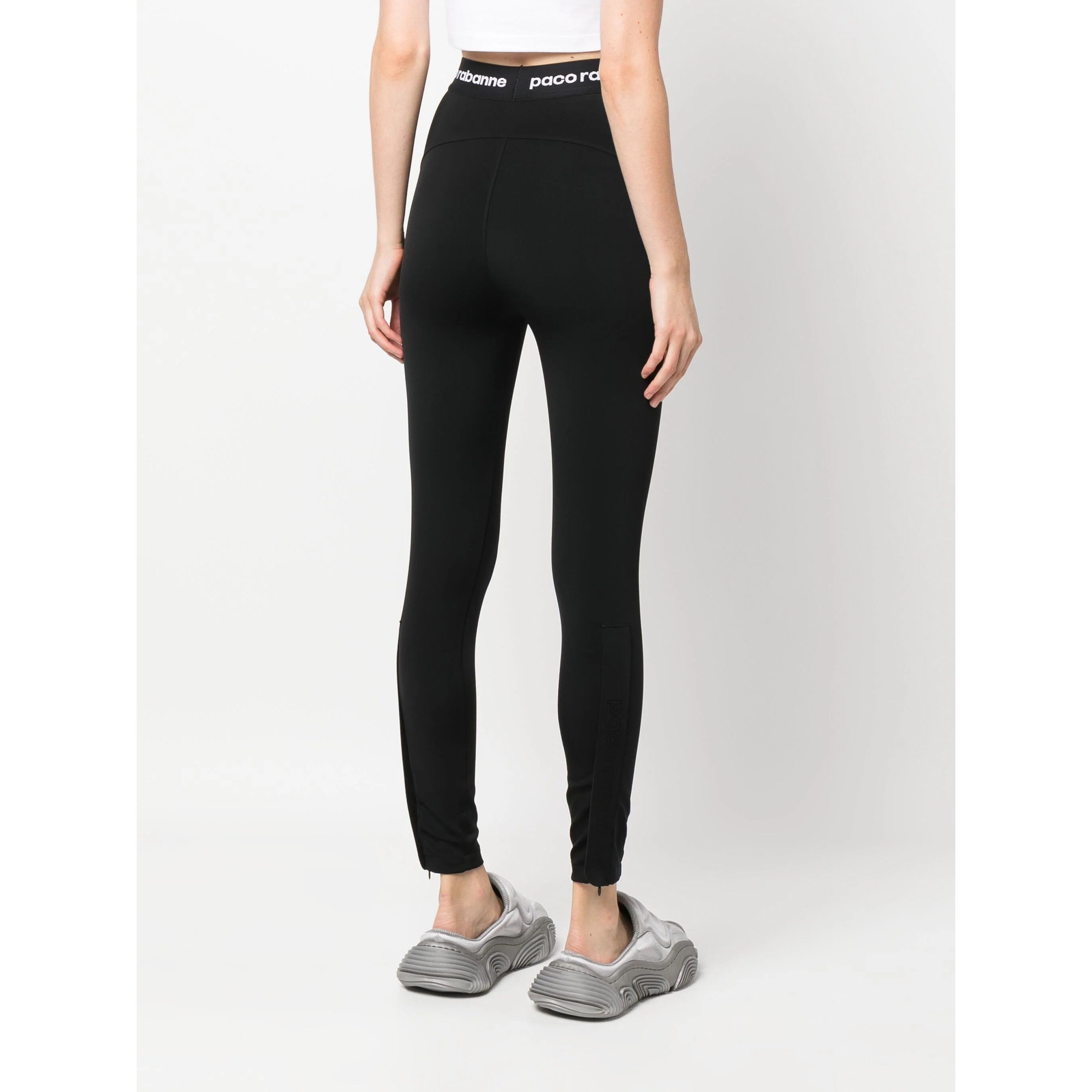 PACO RABANNE Tamprės moterims, Juoda, Leggings with logo 3