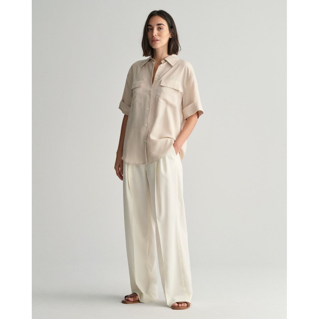 GANT Marškiniai moterims, Smėlio, REL POCKET SS SHIRT 5