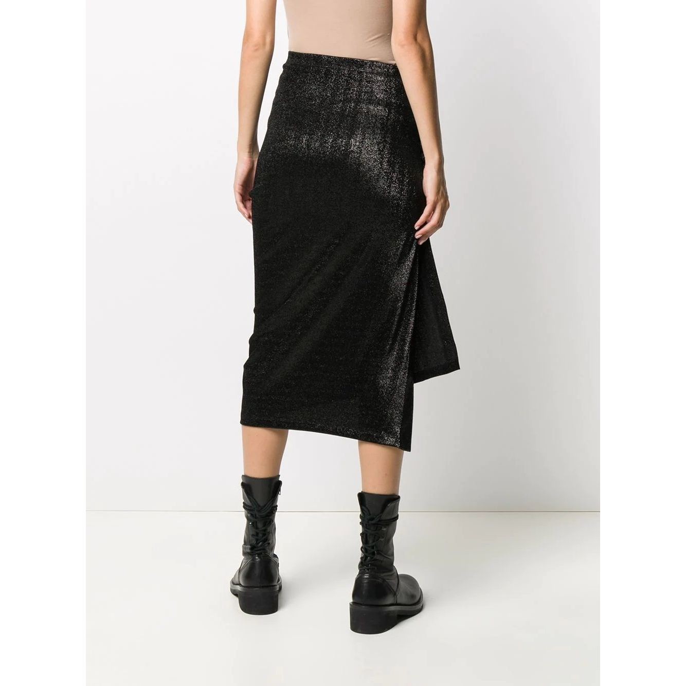PACO RABANNE Midi sijonas moterims, Juoda, Asymmetric midi skirt 3