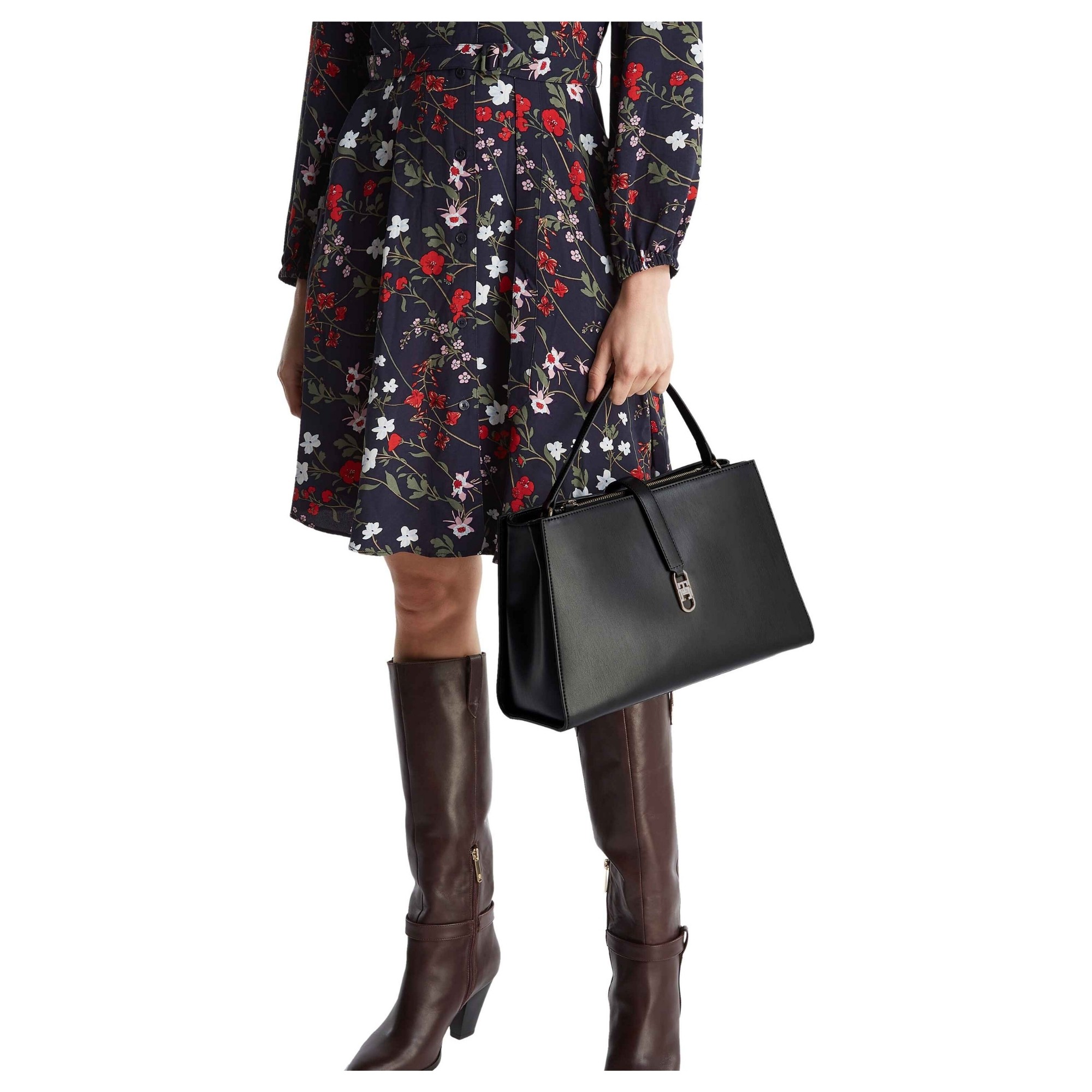 TOMMY HILFIGER Rankinė moterims, Juoda, TH libre med satchel 6