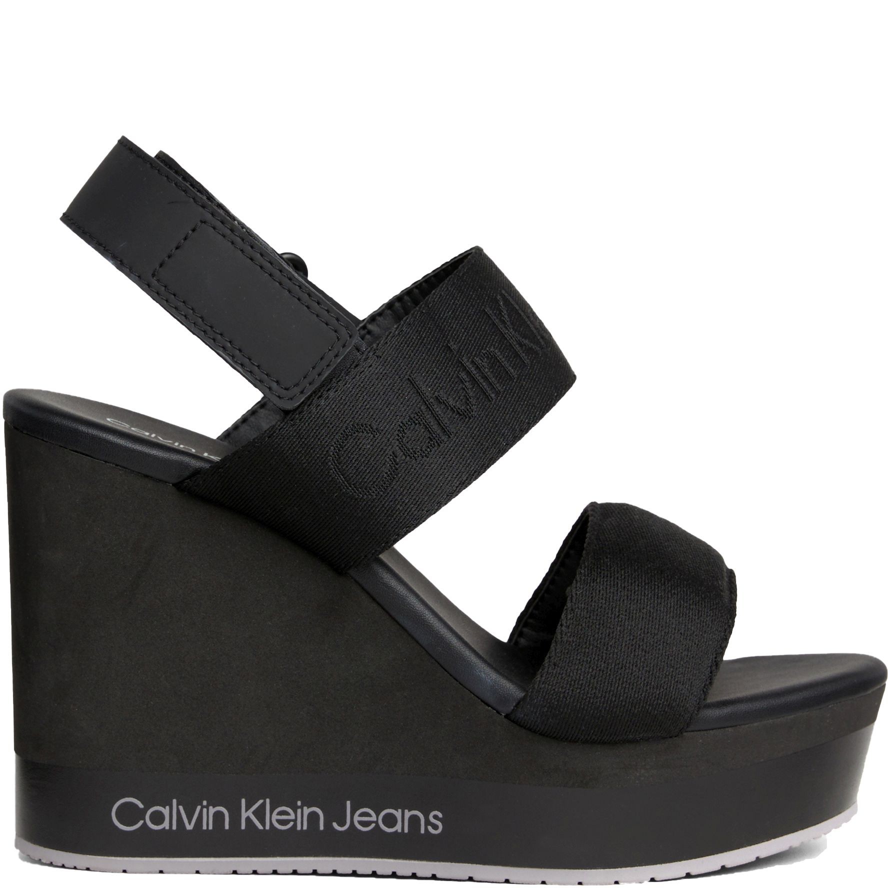 CALVIN KLEIN JEANS Basutės moterims, Juoda, Wedge sandal webbing 2