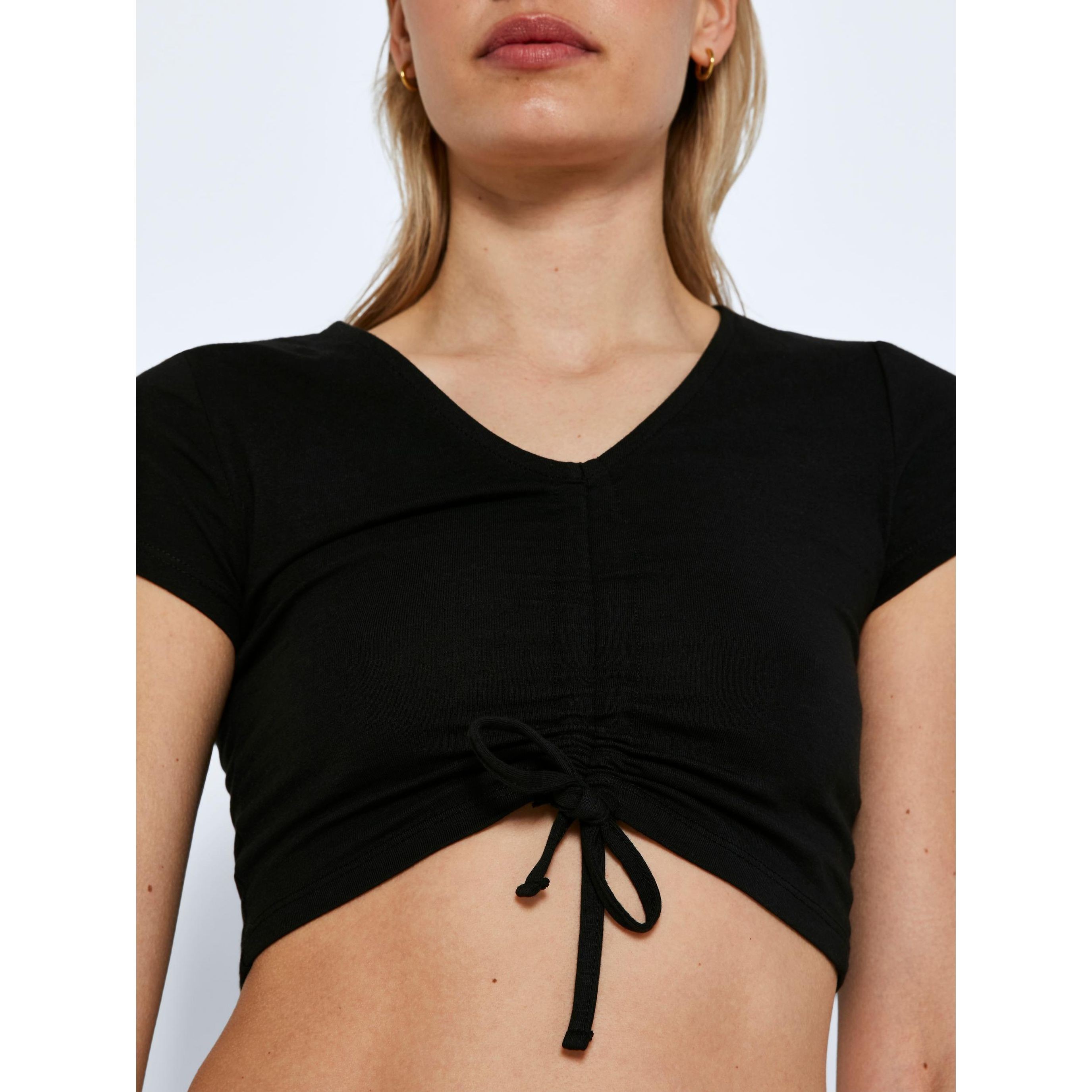 NOISY MAY Palaidinės moterims, Juoda, NMASTA S/S ROUCHING T 5