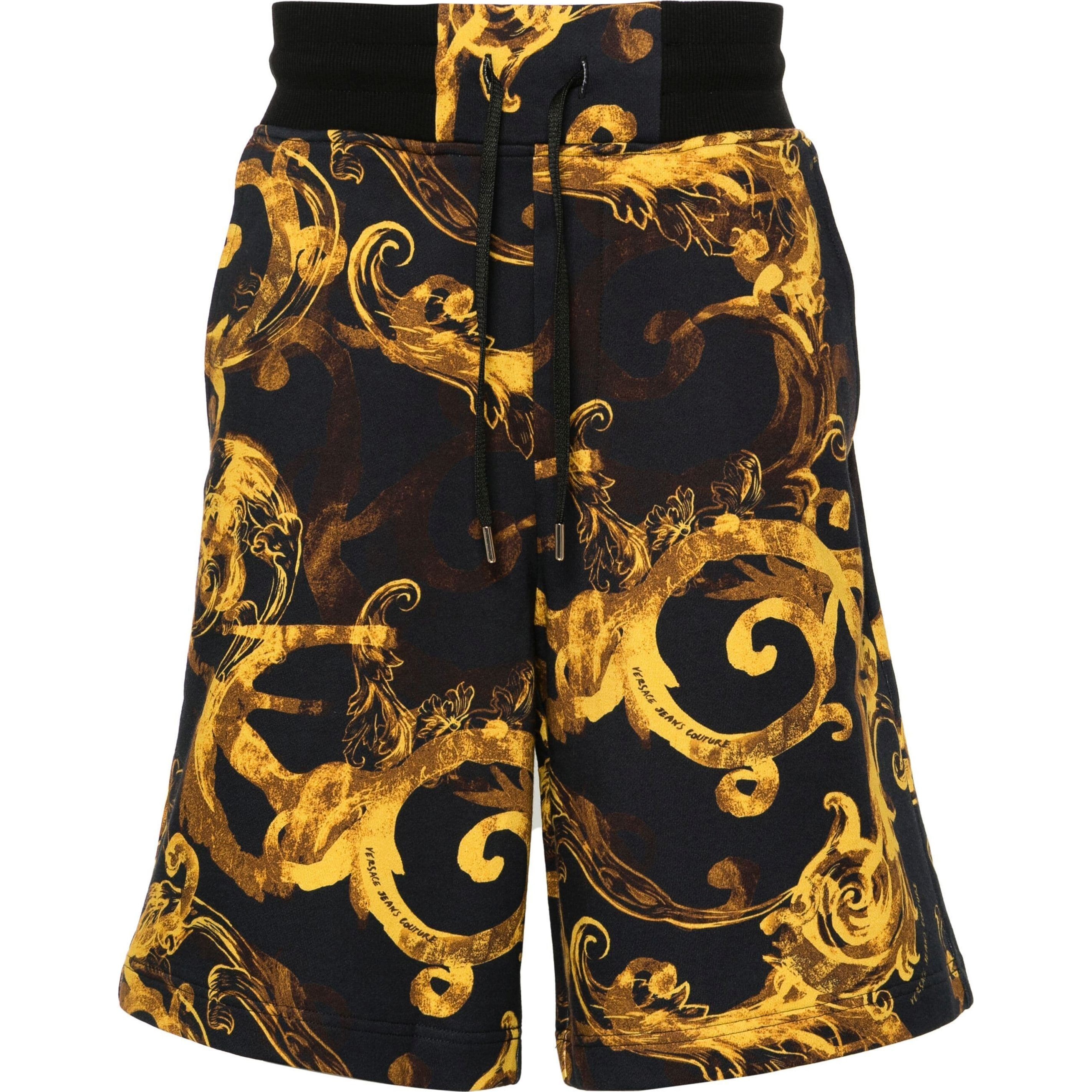 VERSACE JEANS CUTURE Šortai vyrams, Juoda, Watercolour cotton shorts