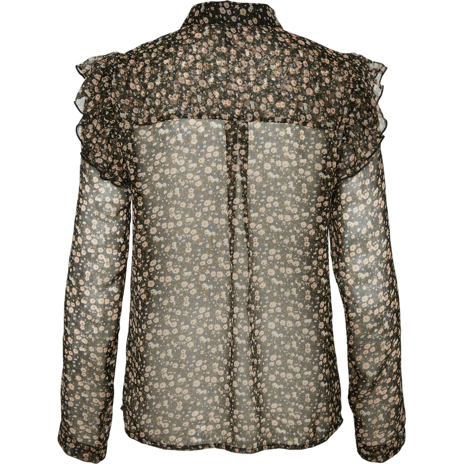 VERO MODA Marškiniai moterims, Juoda, VMLOLA L/S FLOUN 2