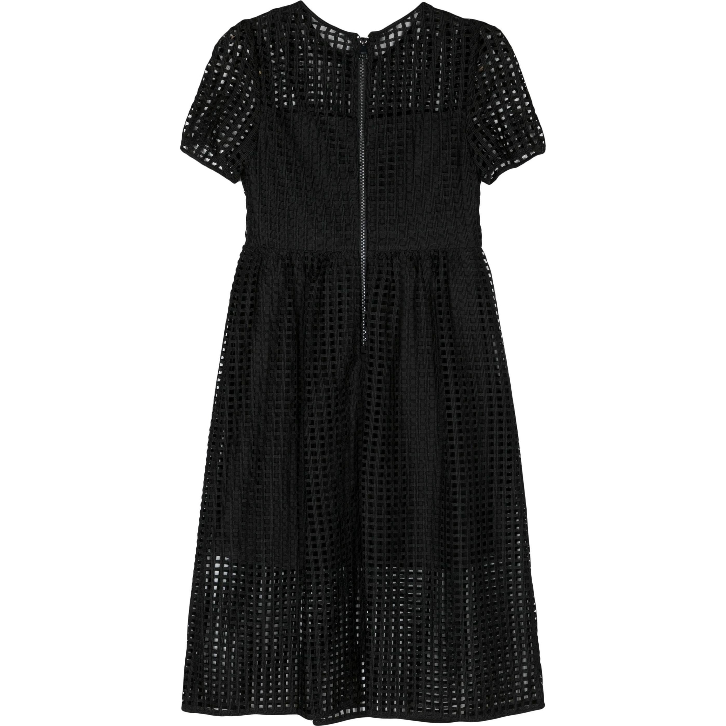 DKNY Midi suknelė moterims, Juoda, S/s grid lace jewel neck midi 2