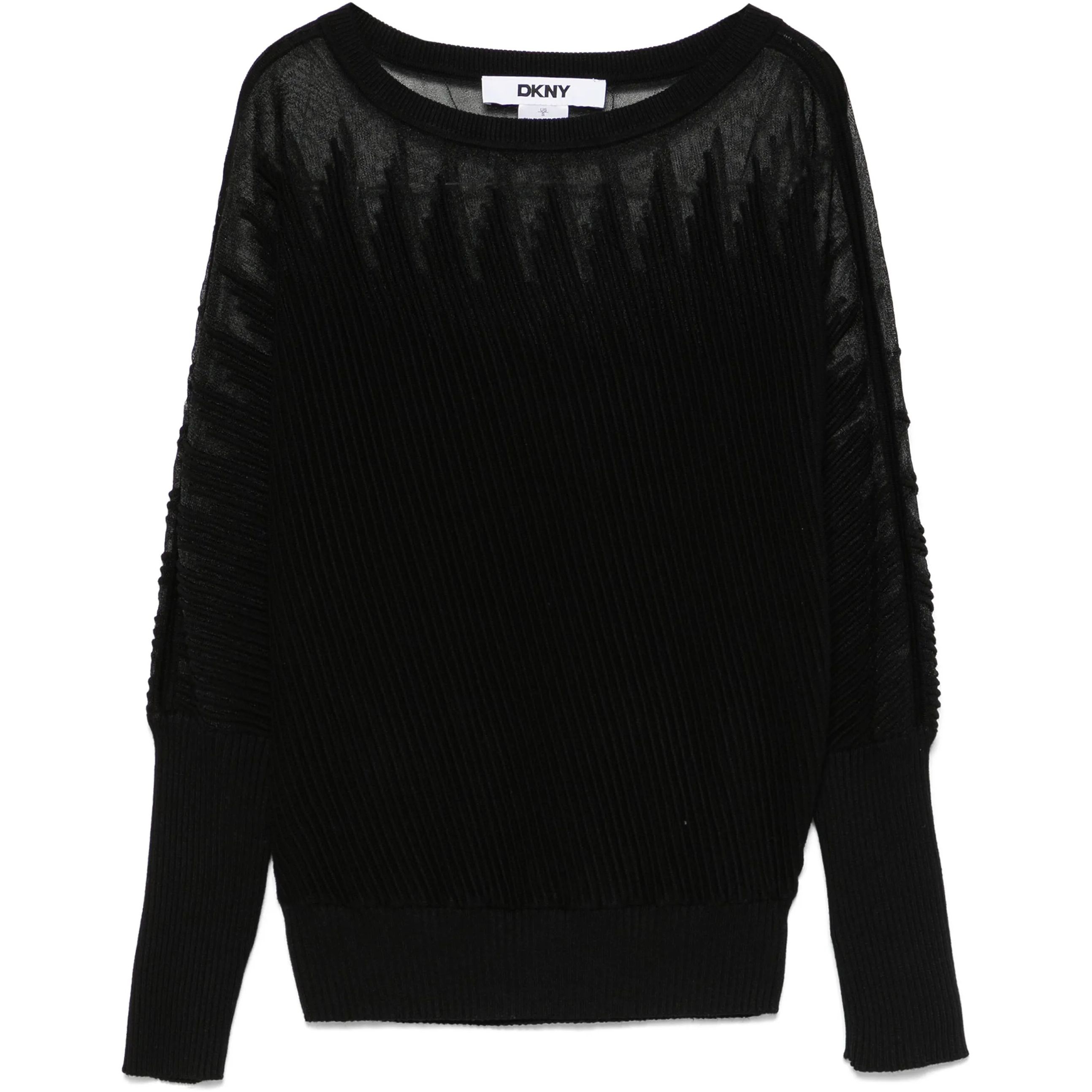 DKNY Megztinis moterims, Juoda, L/s patterned sheer pullover 1