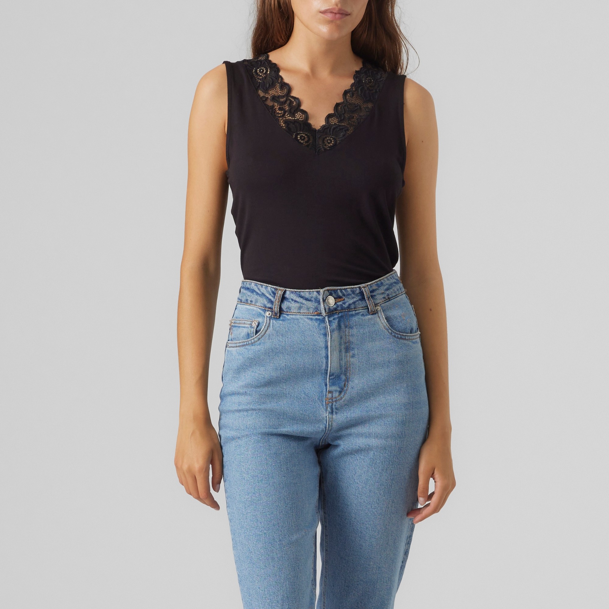 VERO MODA Marškiniai be rankovių moterims, Juoda, Rosa top 3