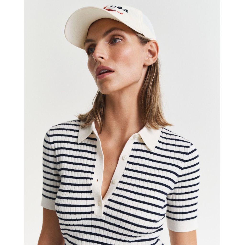 GANT Megztinis moterims, Mėlyna, Rib knit striped rugger 4