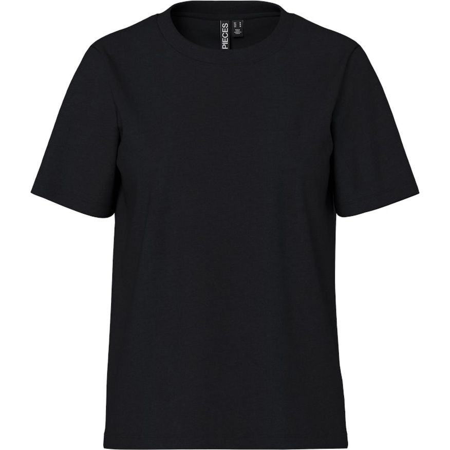PIECES Marškinėliai moterims, Juoda, Ria solid tee 1