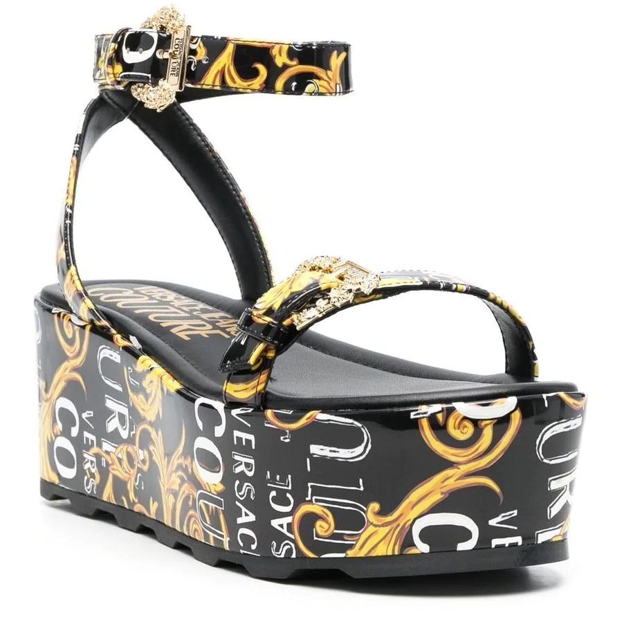 VERSACE JEANS CUTURE Basutės moterims, BLACK/GOLD, Fondo mallory sandals 1