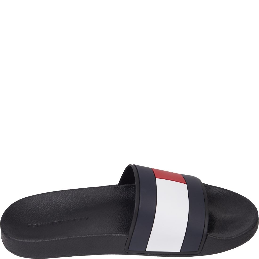 TOMMY HILFIGER Pliažo šlepetės per pirštą vyrams, Juoda, RUBBER FLAG POOL SLIDE 3