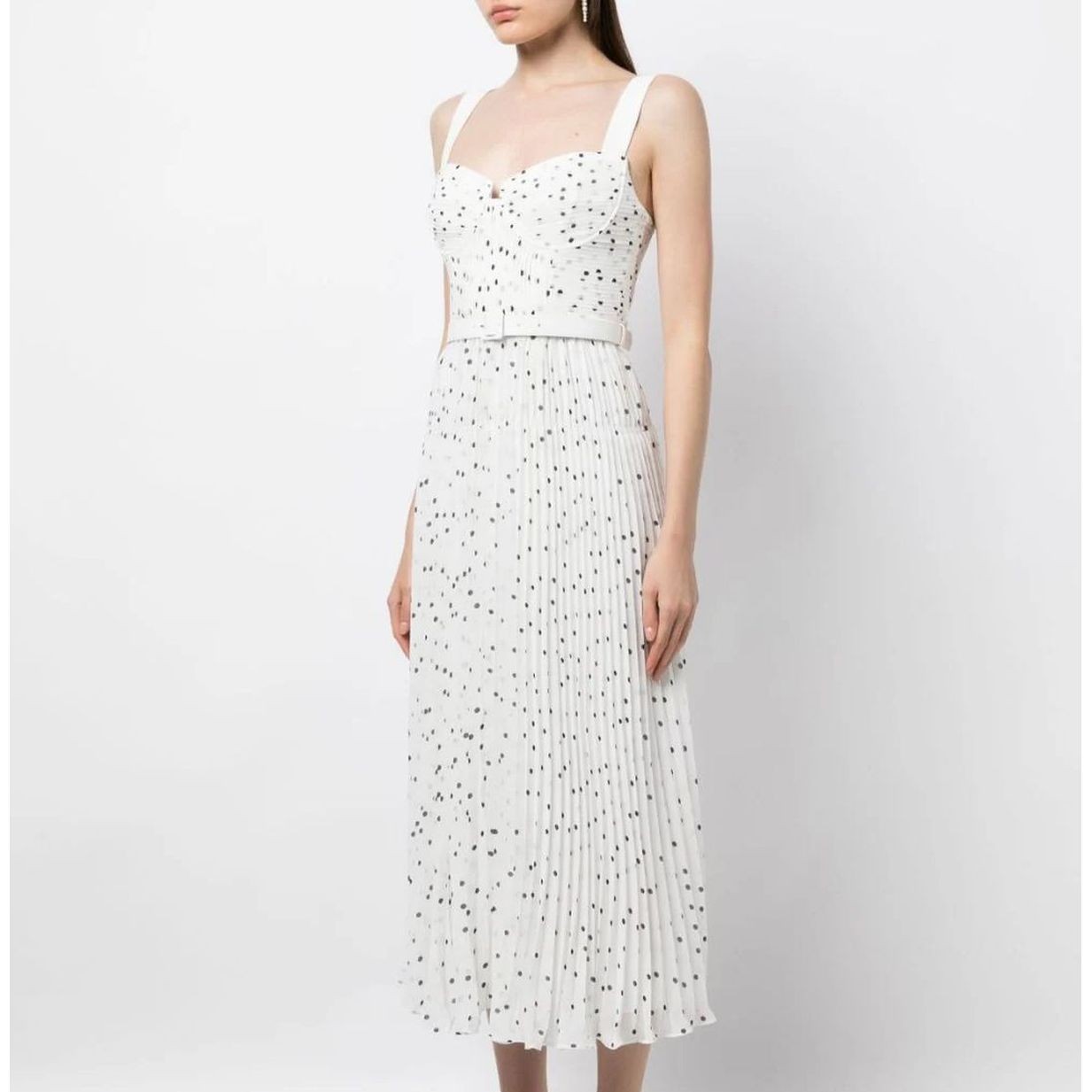 SELF PORTRAIT Midi suknelė moterims, Balta, Polka dot chiffon midi dress 2