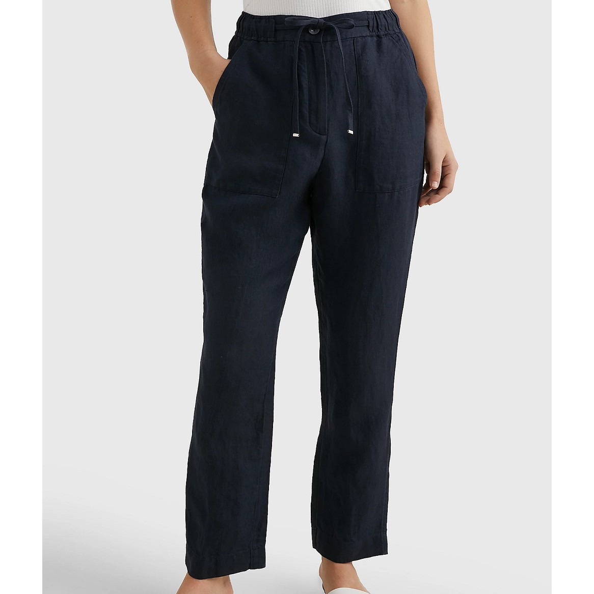 TOMMY HILFIGER Laisvalaikio kelnės moterims, Mėlyna, Boyfit cas linen pull on pant 2