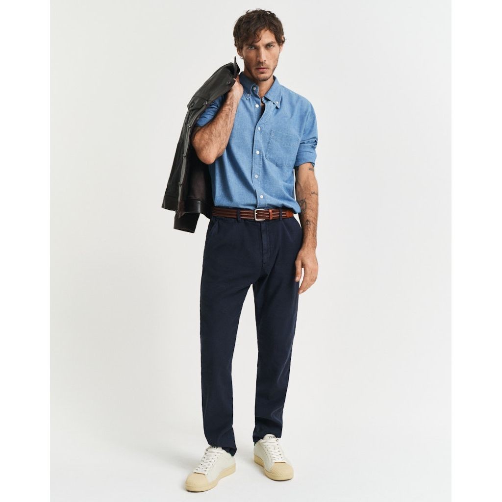 GANT Kelnės vyrams, Mėlyna, Slim cot/linen chinos 2