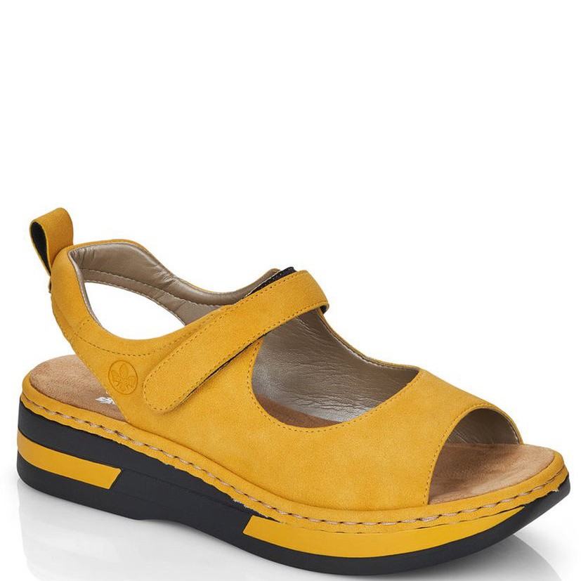 RIEKER Basutės moterims, Geltona, SANDALS 1