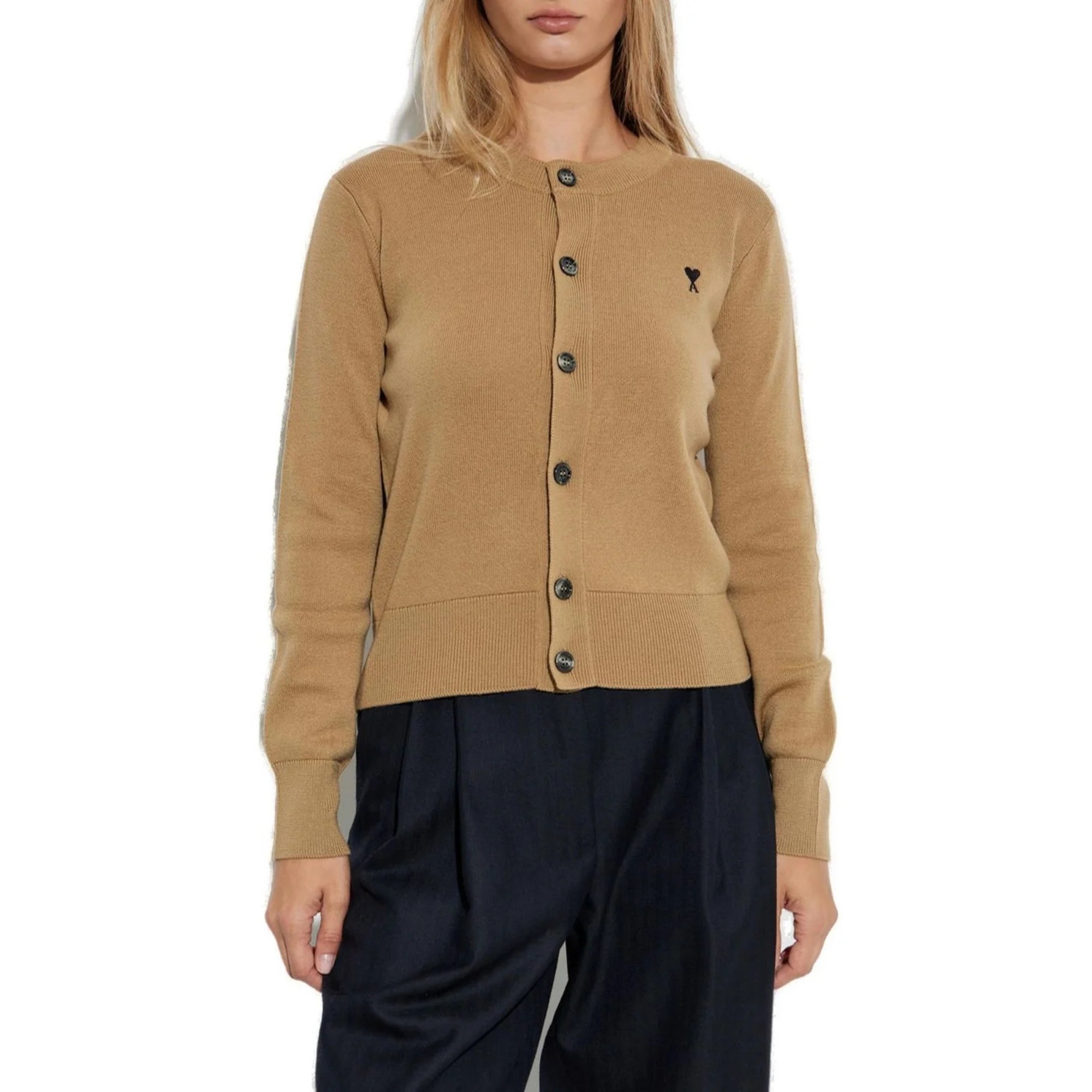 AMI PARIS Kardiganas moterims, Ruda, Crewneck cardigan 2