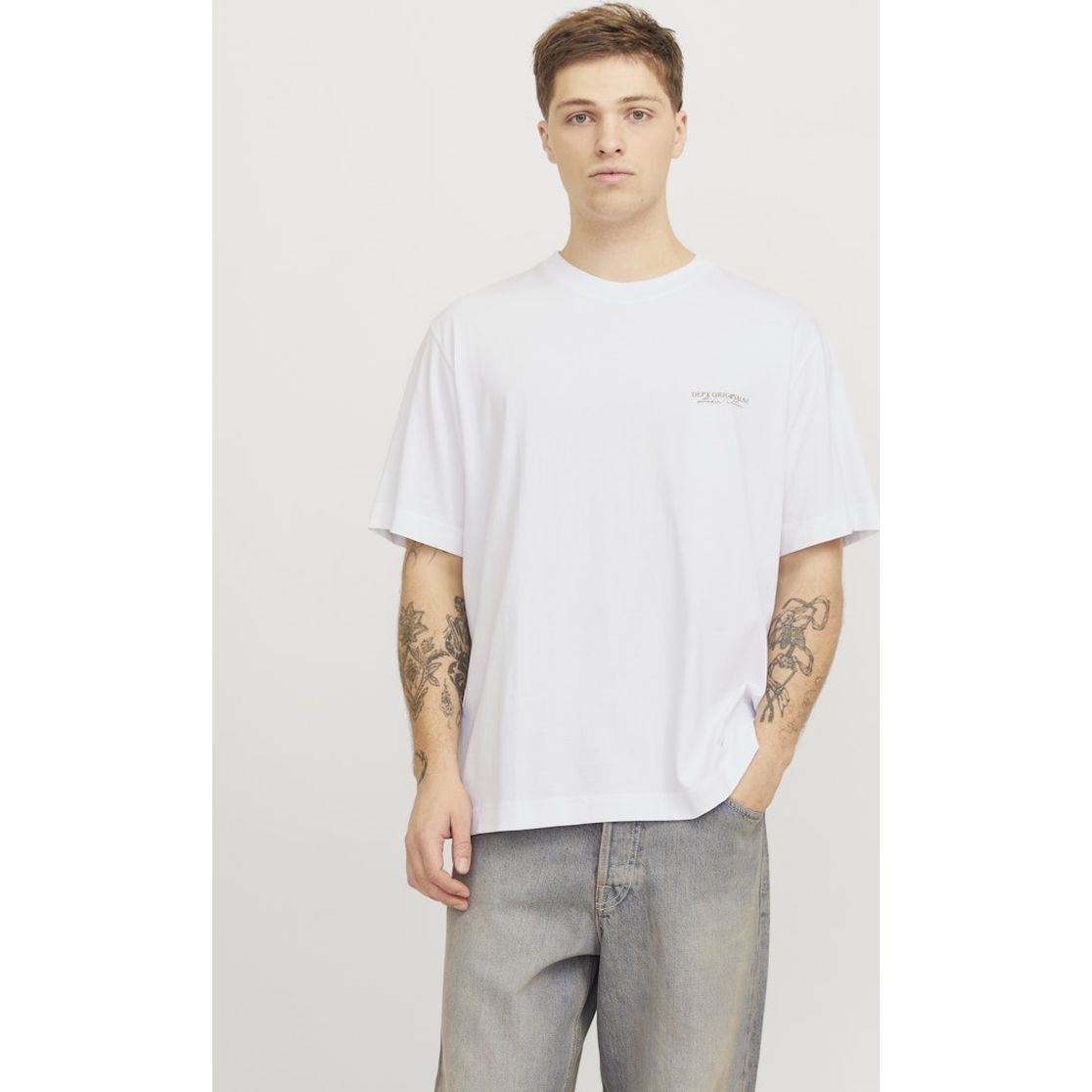 JACK & JONES Marškinėliai vyrams, Balta, Islington type tee 5