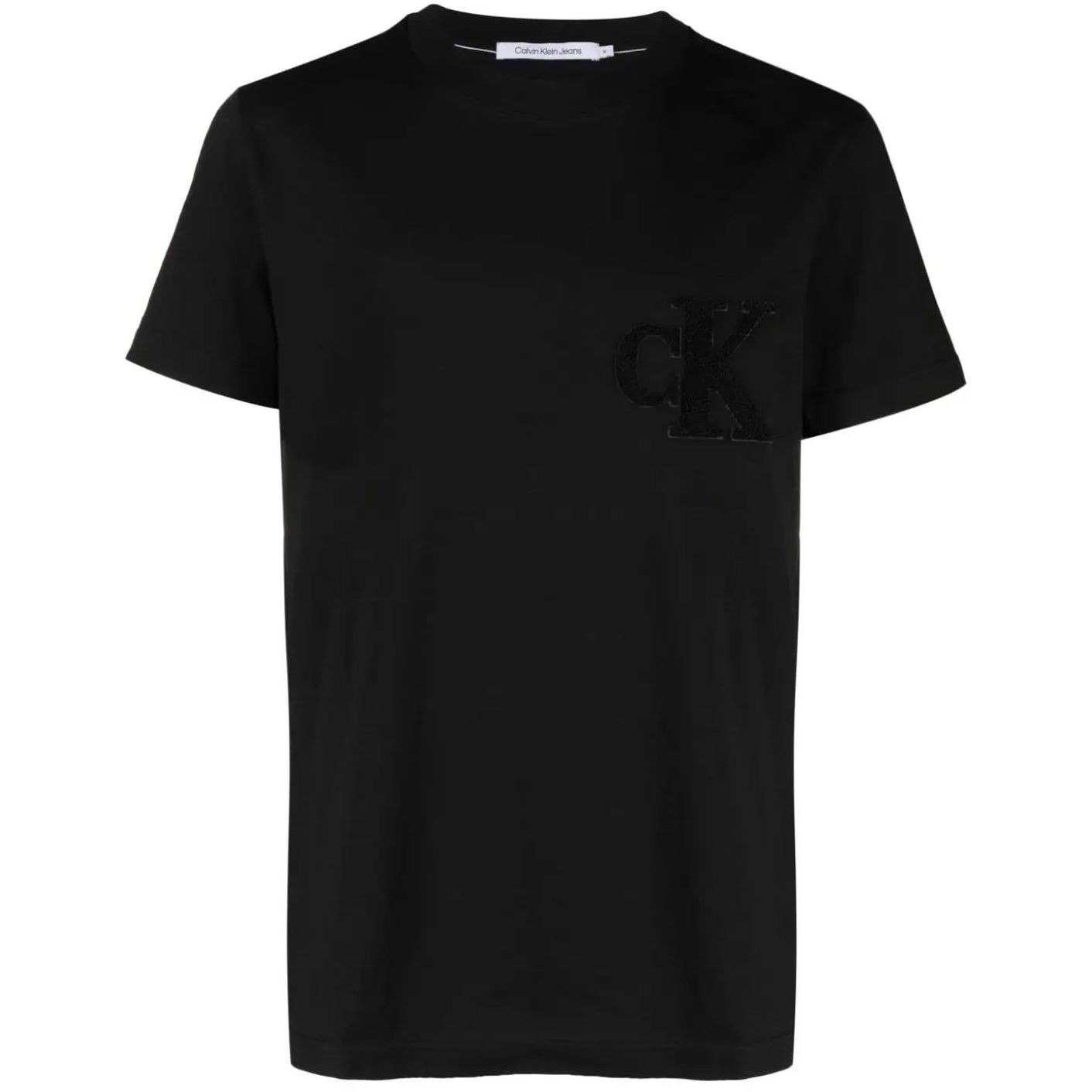 CALVIN KLEIN JEANS Marškinėliai trump. rankovėmis vyrams, Juoda, Ck chenille tee 1
