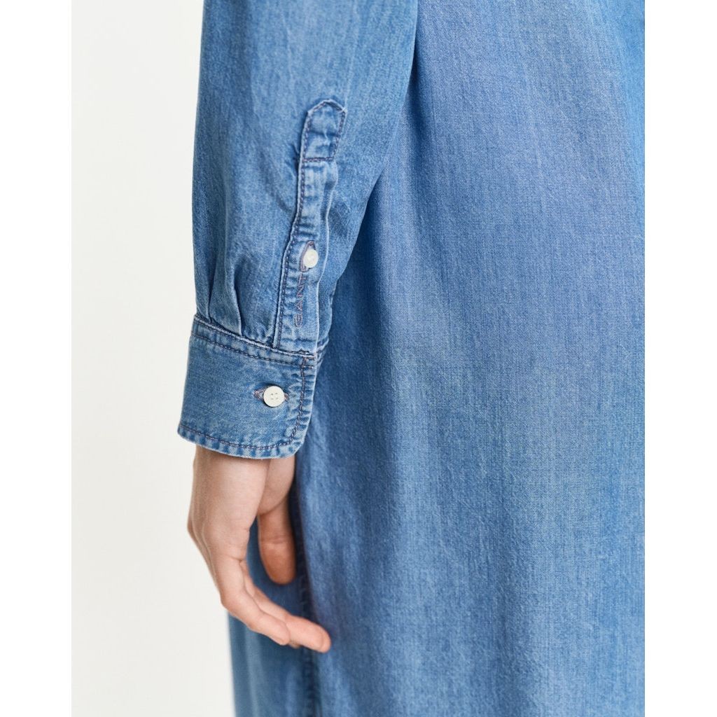 GANT Midi suknelė moterims, Juoda, Reg chambray shirt dress 4