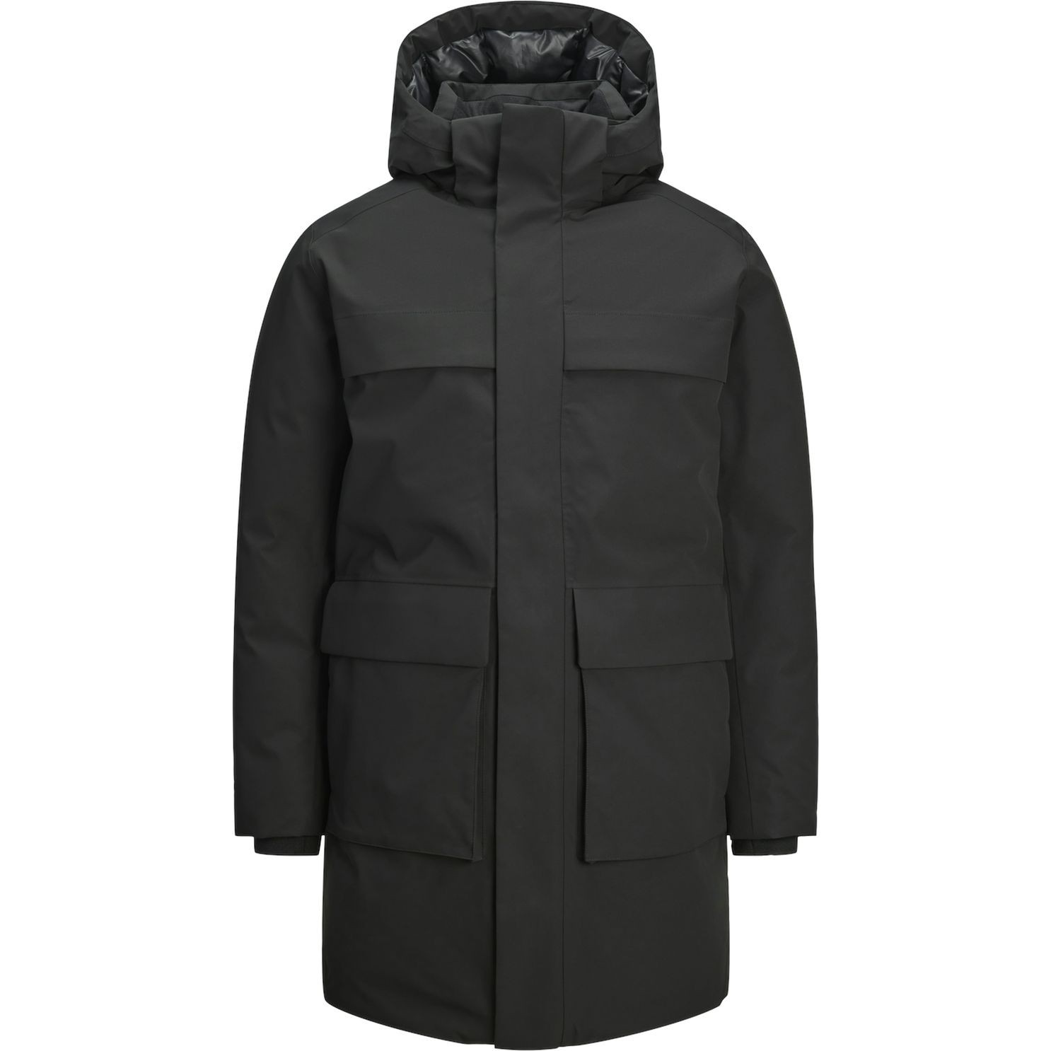 JACK & JONES Pūkinis paltas vyrams, Juoda, Wave parka 1