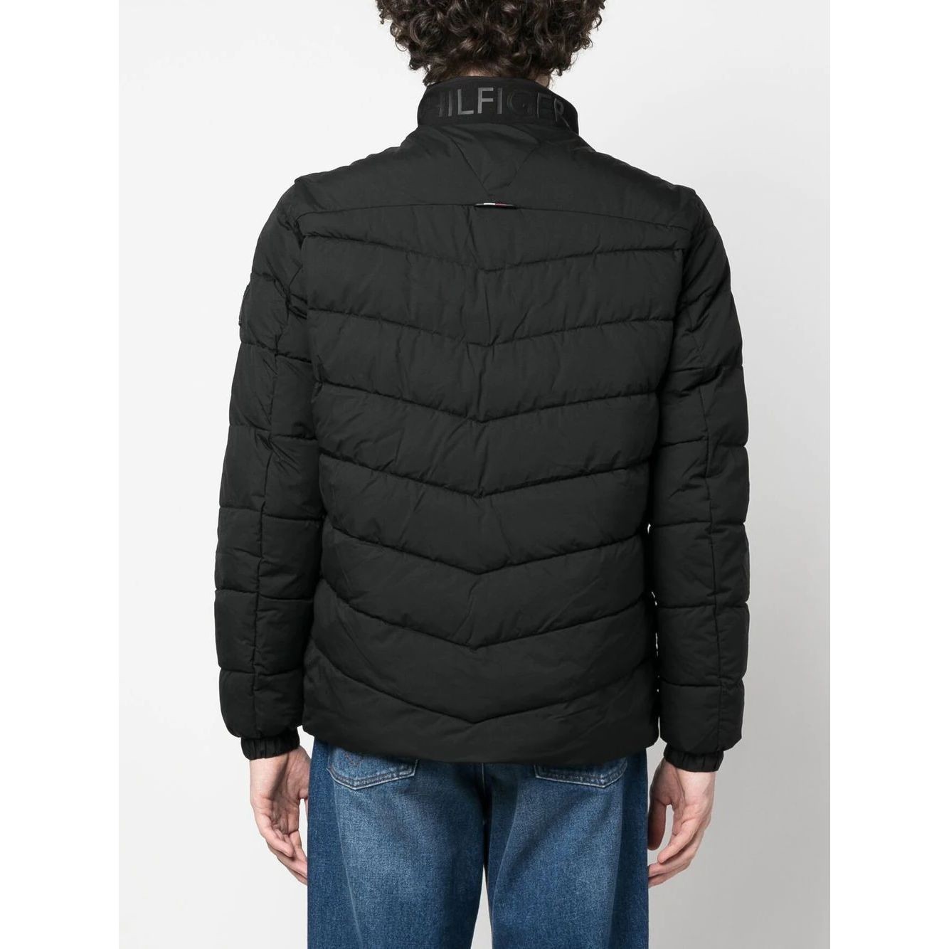 TOMMY HILFIGER Lengva striukė vyrams, Juoda, Branded stand collar jacket 4