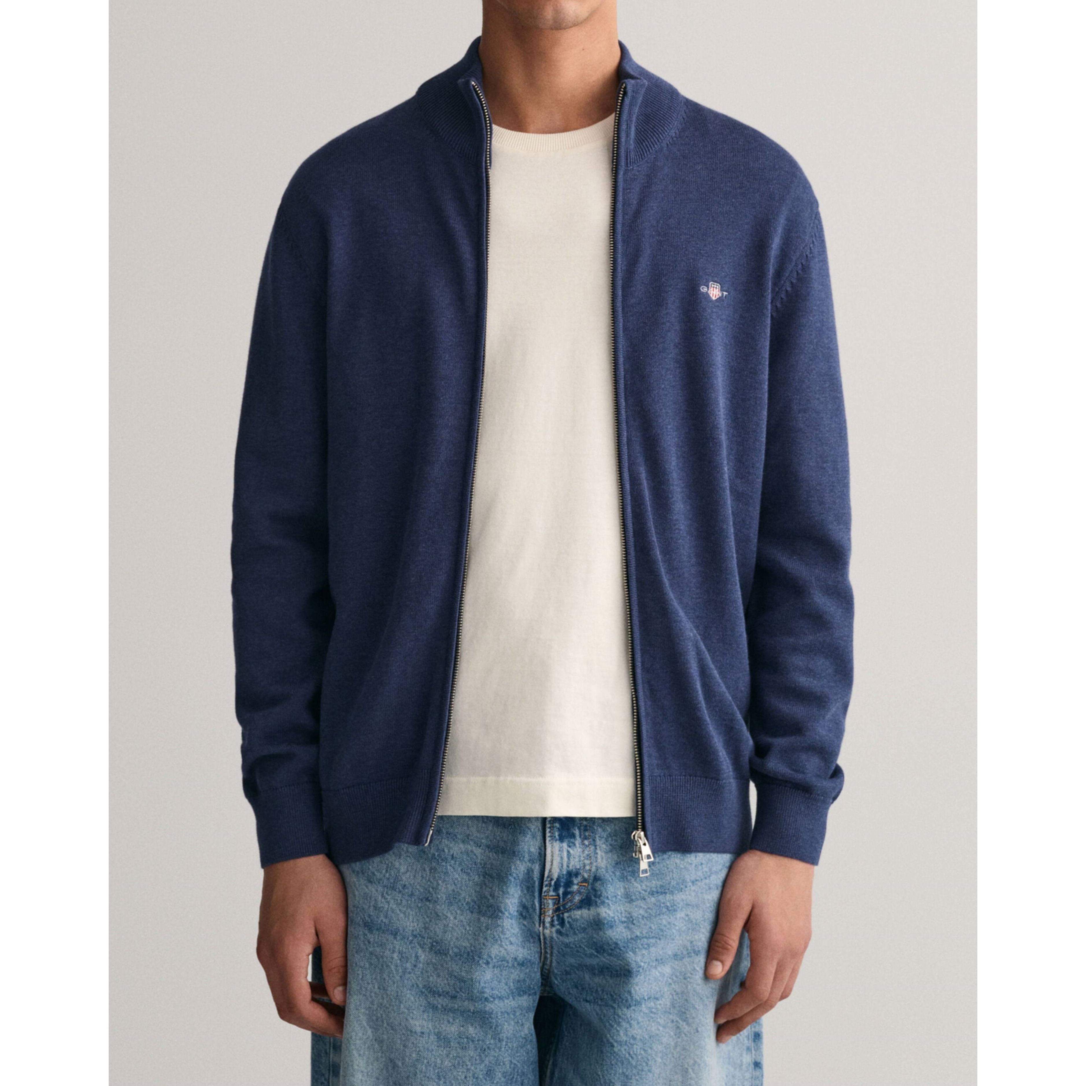 GANT Kardiganas vyrams, Mėlyna, CASUAL COTTON ZIP 2