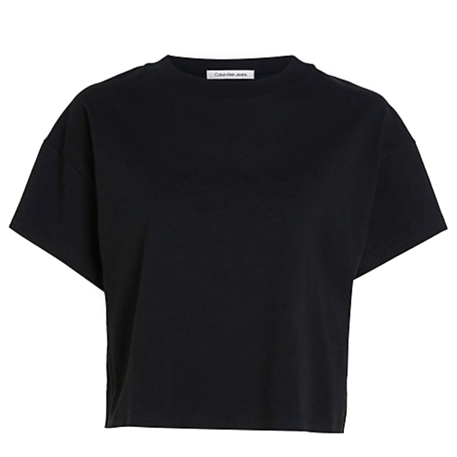 CALVIN KLEIN JEANS Marškinėliai trump. rankovėmis moterims, Juoda, Embossed monologo tee 1