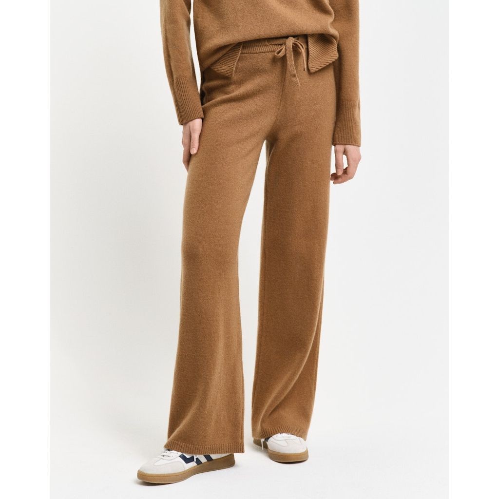 GANT Megztos kelnės moterims, Ruda, Wool knitted pants 4