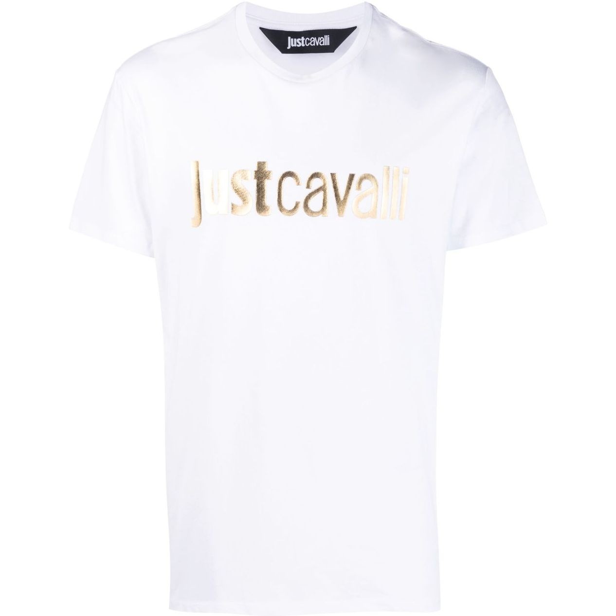 JUST CAVALLI Marškinėliai trump. rankovėmis vyrams, Balta, Logo gold t-shirt
