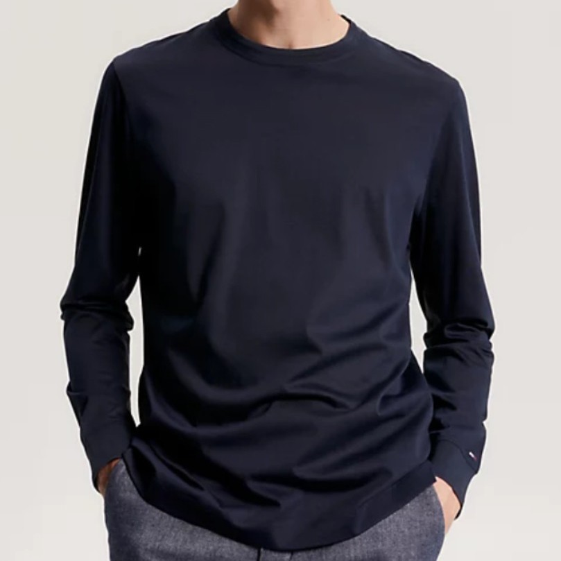 TOMMY HILFIGER Marškinėliai ilgom. rankovėmis vyrams, Mėlyna, Dc essential mercerized ls tee 2