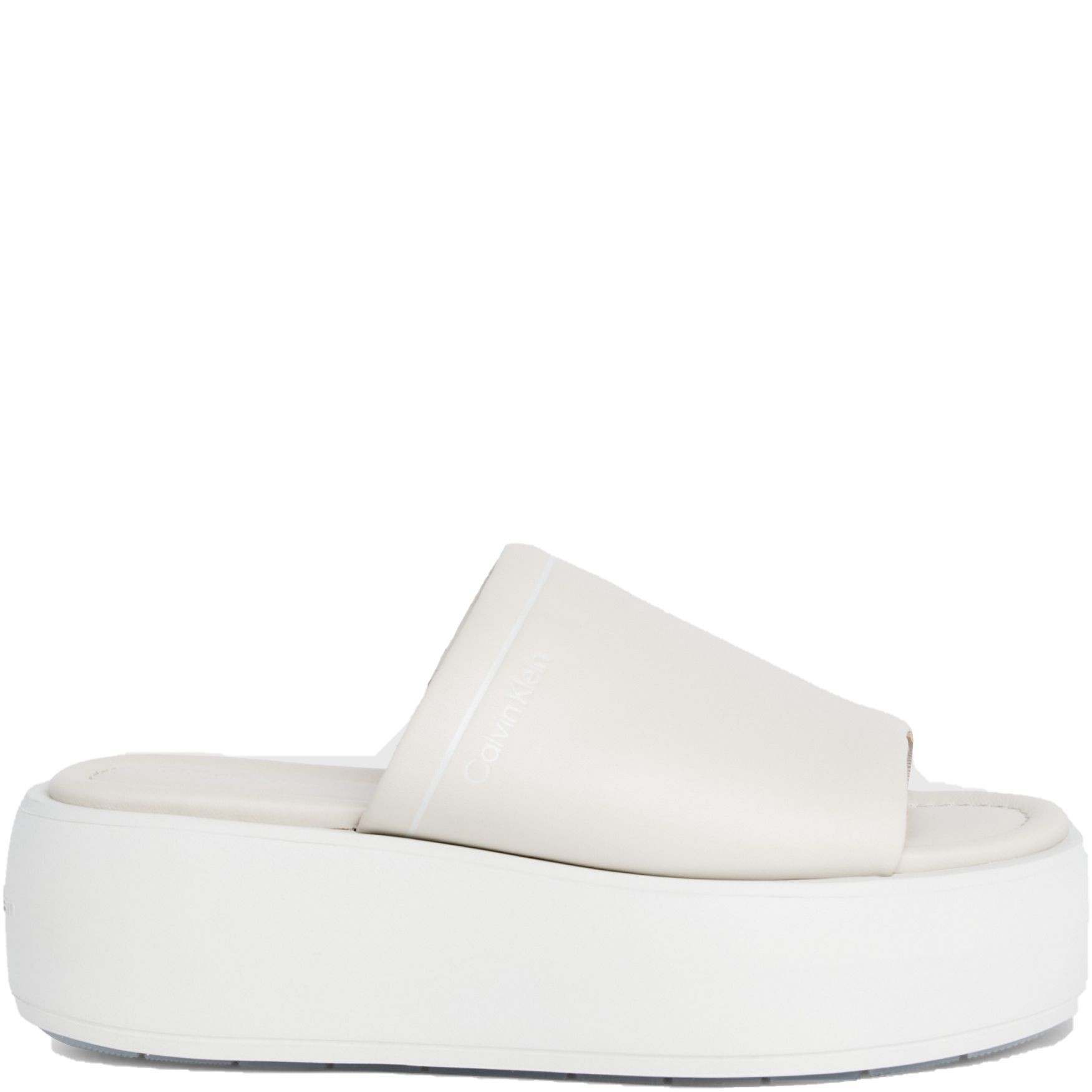 CALVIN KLEIN Guminės šlepetės moterims, Smėlio, Flatform slide 2
