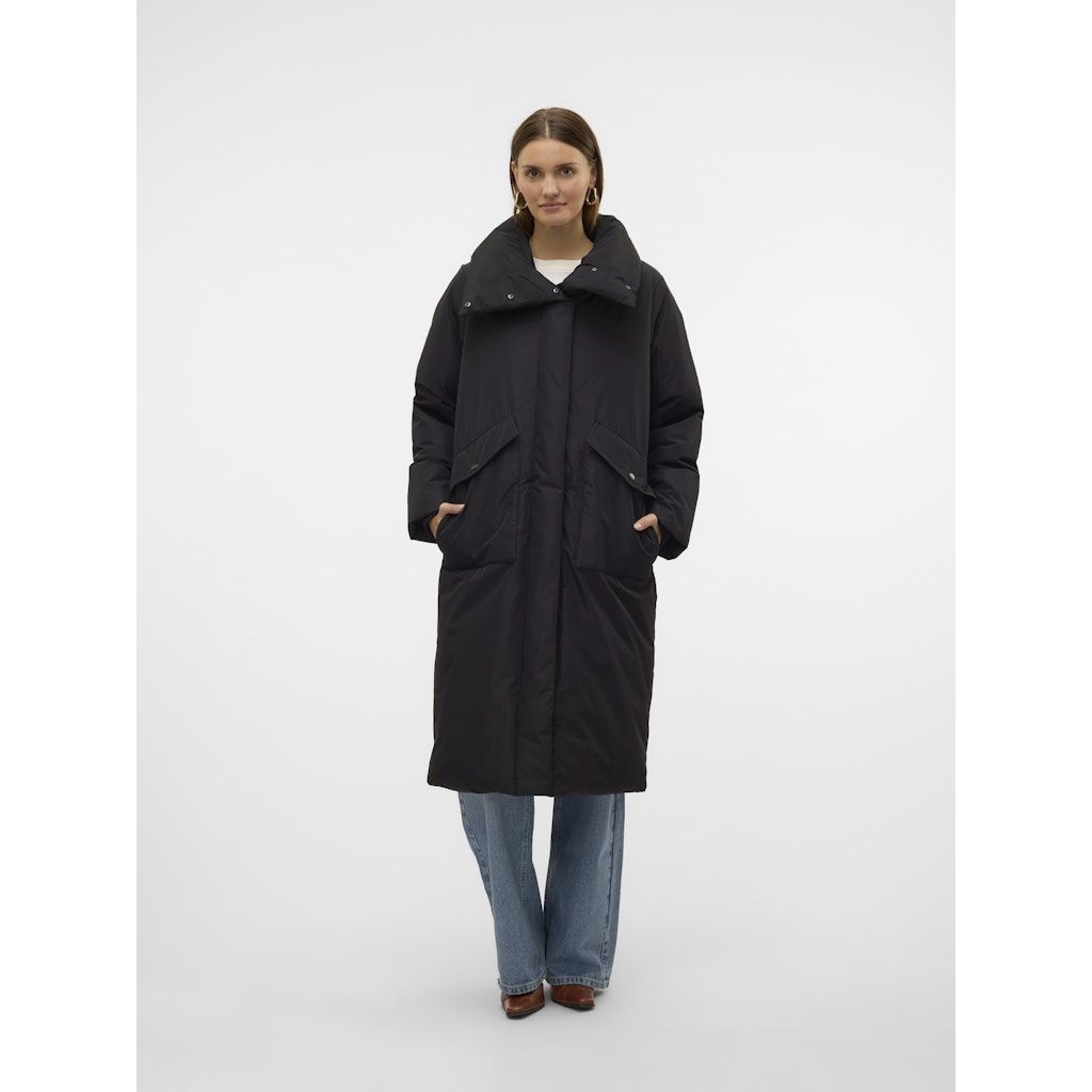 VERO MODA Pūkinis paltas moterims, Juoda, Rikke long down coat 2