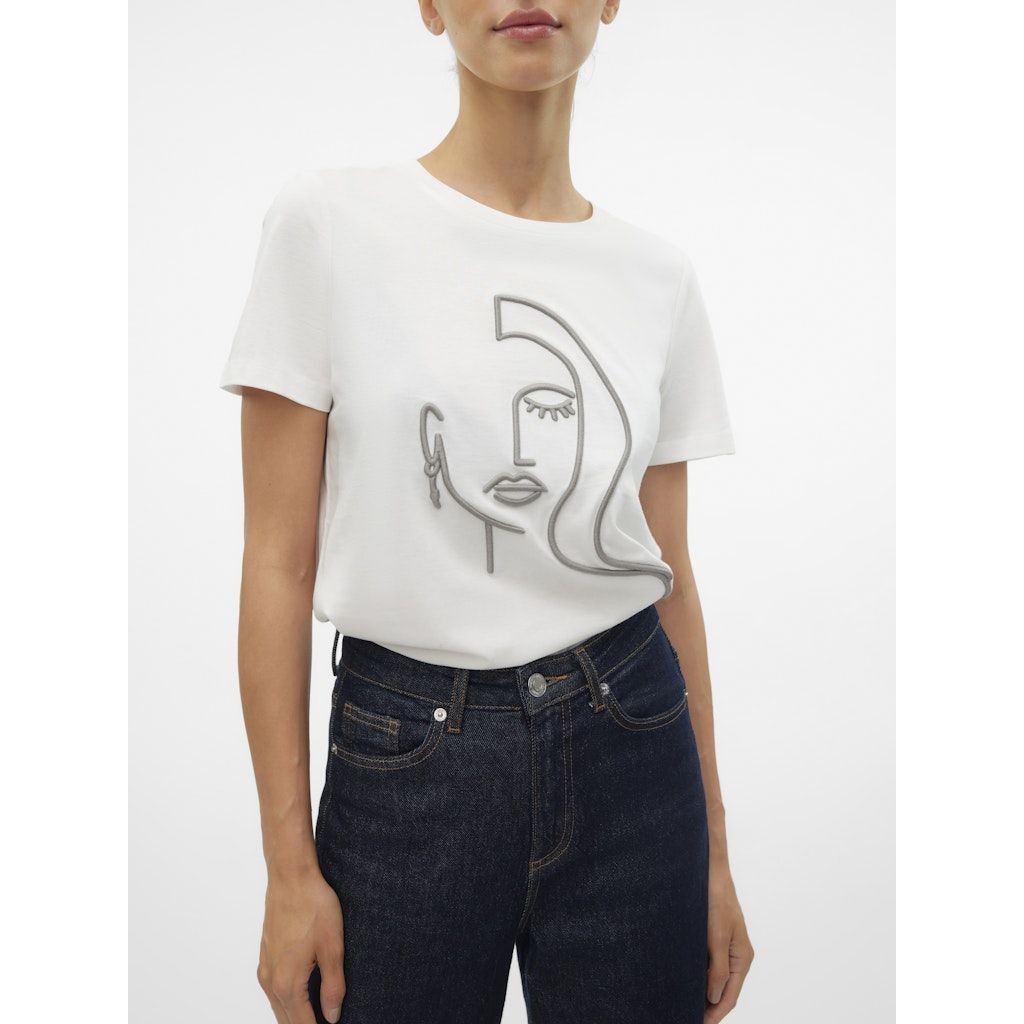 VERO MODA Marškinėliai moterims, Balta, Line olly top box 2