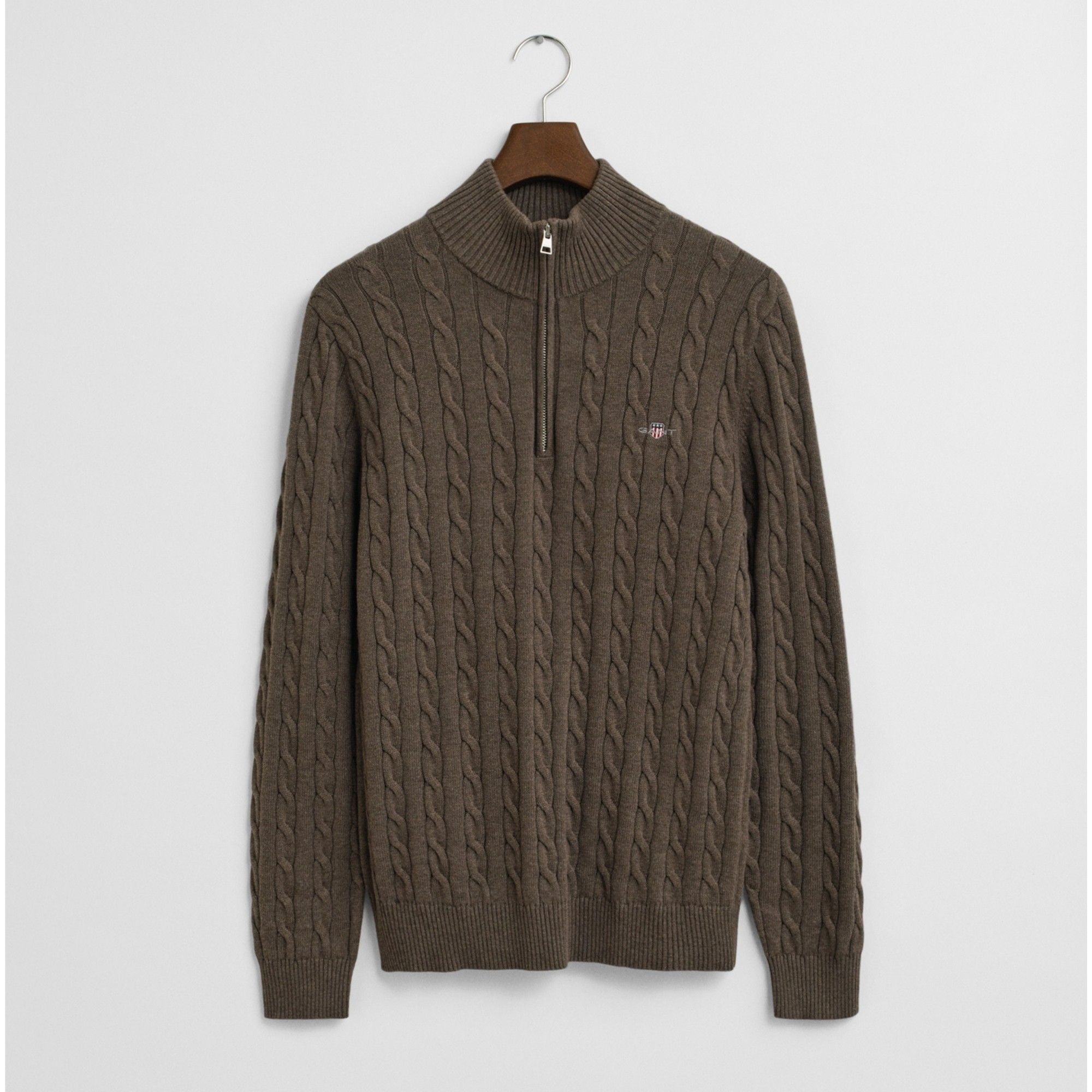 GANT Megztinis vyrams, Ruda, cotton cable half zip 1