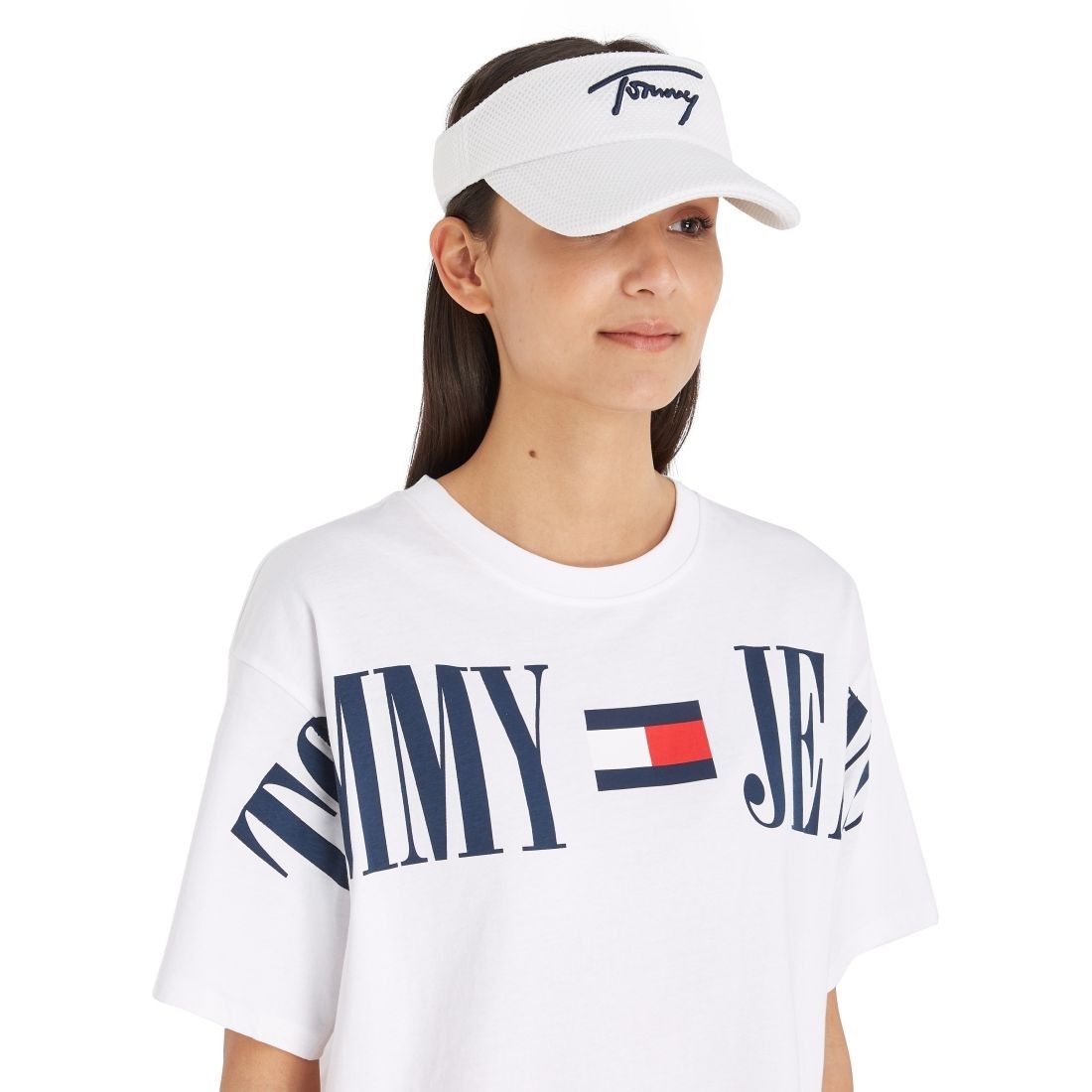TOMMY JEANS Kepurė moterims, Balta, Spring break visor cap 3