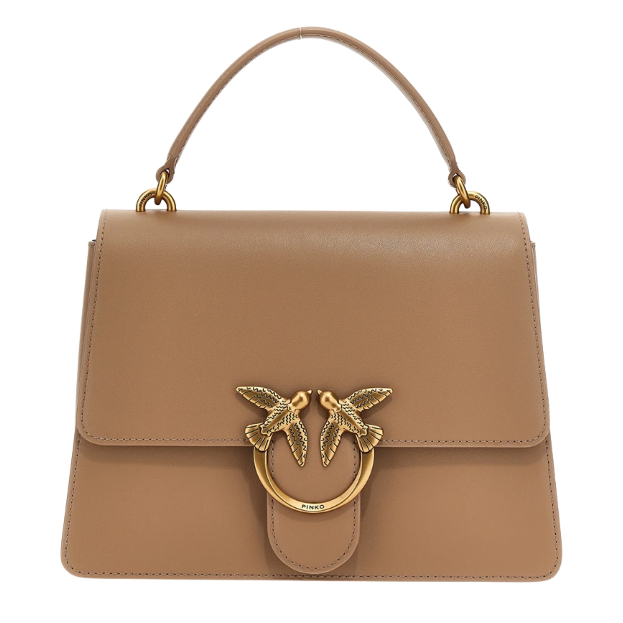 PINKO Pirkinių krepšys moterims, Smėlio, Love one top handle bag 1