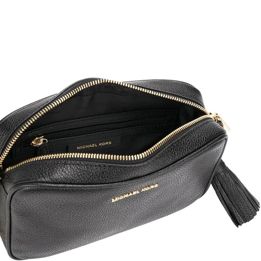MICHAEL KORS Rankinė per petį moterims, Juoda, Ginny leather crossbody bag 4
