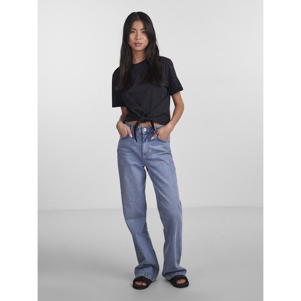 PIECES Marškinėliai moterims, Juoda, PCTIA TIE TEE NOOS B 5