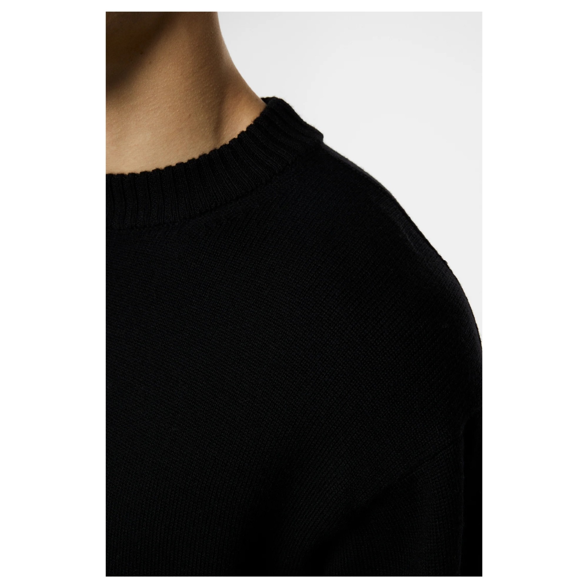 J.LINDEBERG Megztinis vyrams, Juoda, Kino merino crew 2