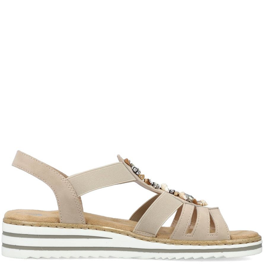 RIEKER Basutės moterims, Smėlio, SANDALS 7
