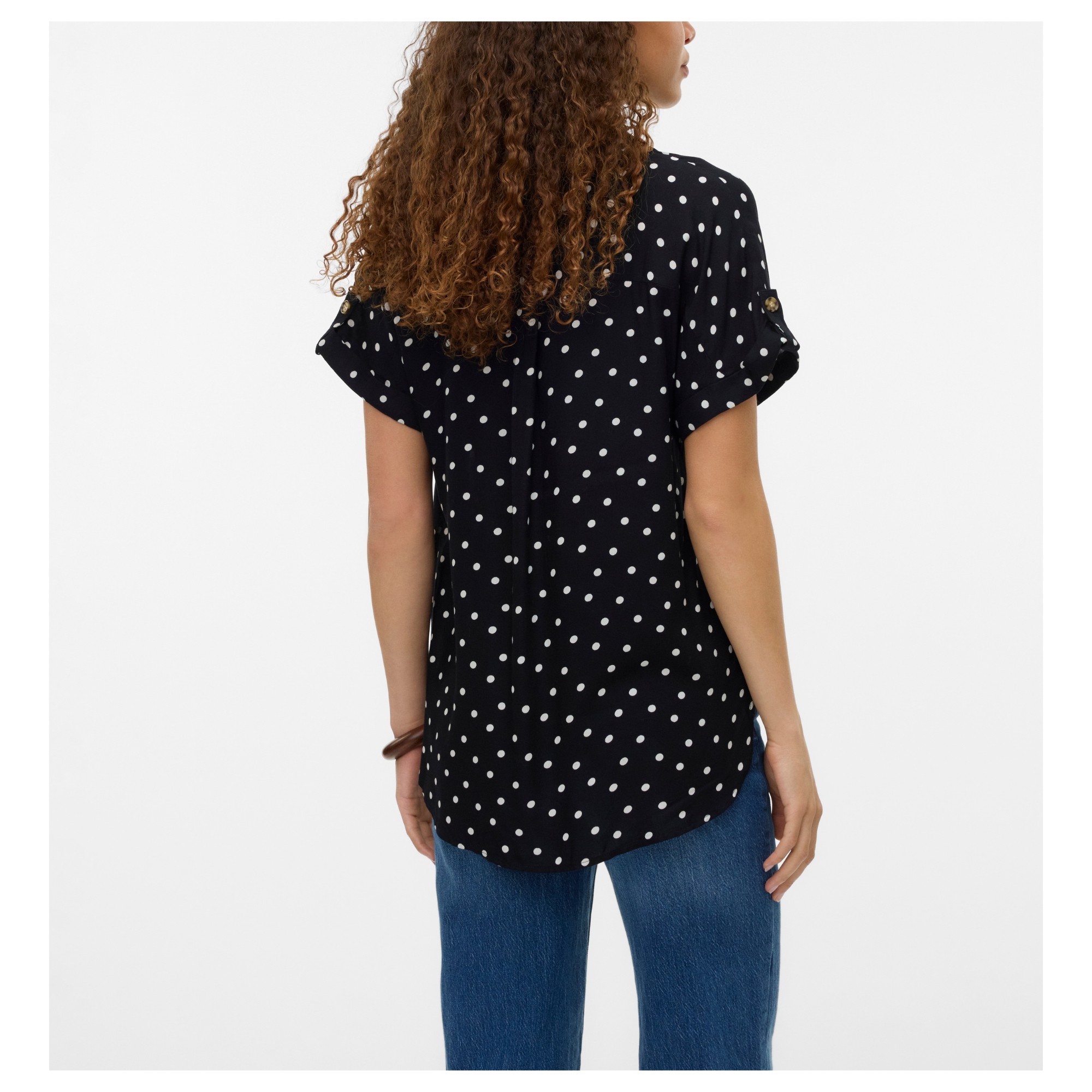 VERO MODA Marškiniai trump. rankovėmis moterims, Juoda, Bumpy ss shirt 3