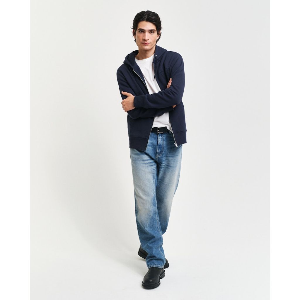 GANT Džemperis vyrams, Mėlyna, Embossed full-zip hoodie 5